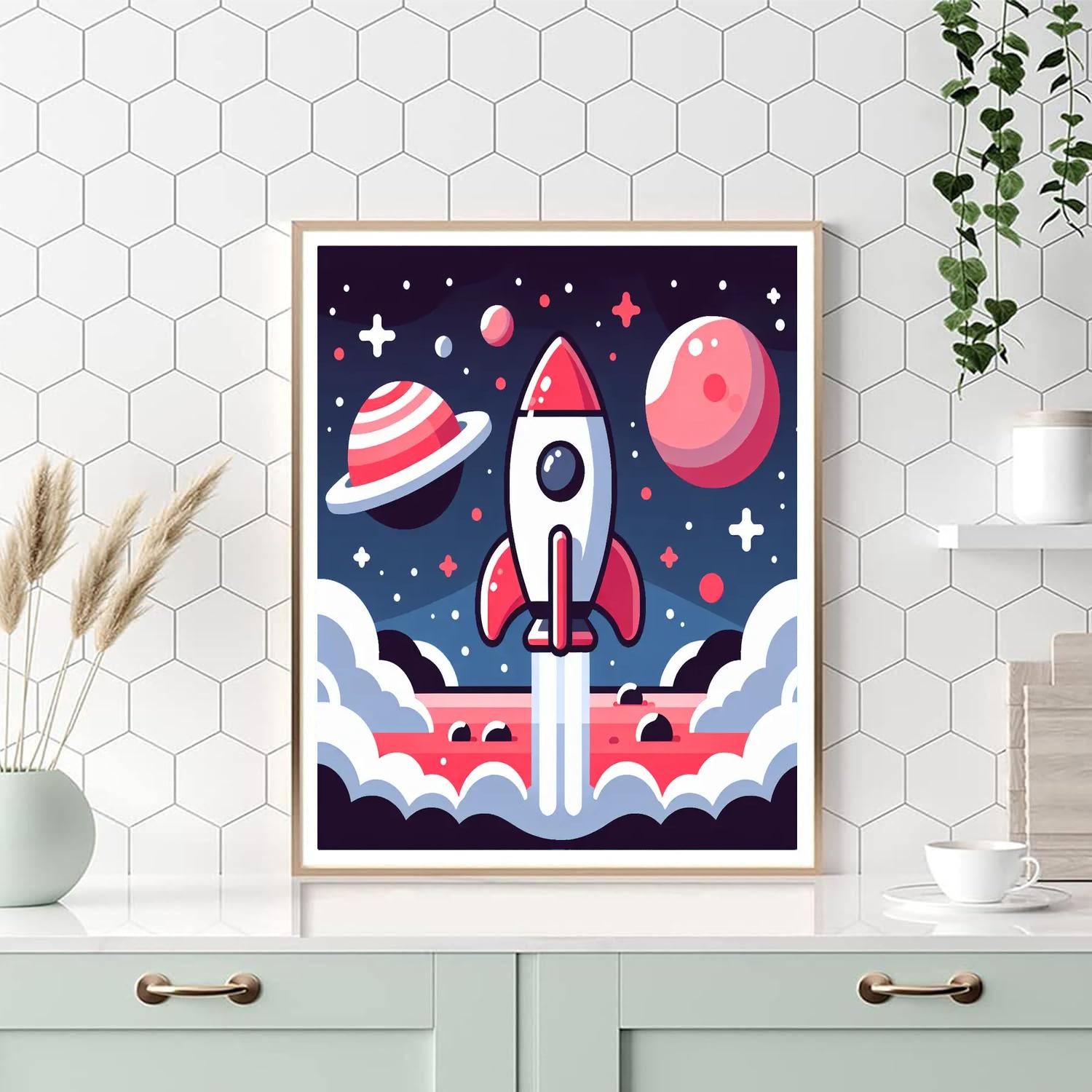 Cosmic Rocket Voyage Paint By Numbers Art