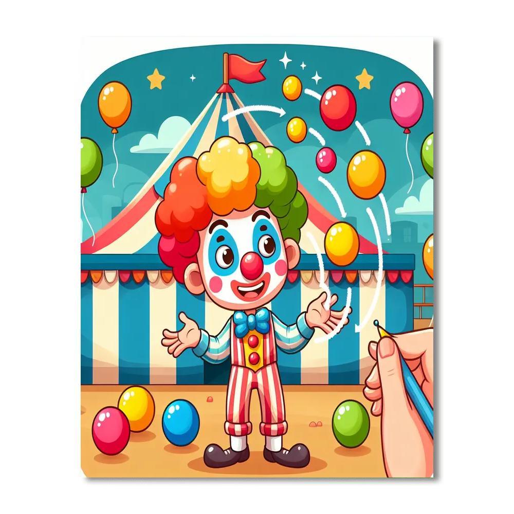 Cheerful Circus Clown Fun Paint By Number