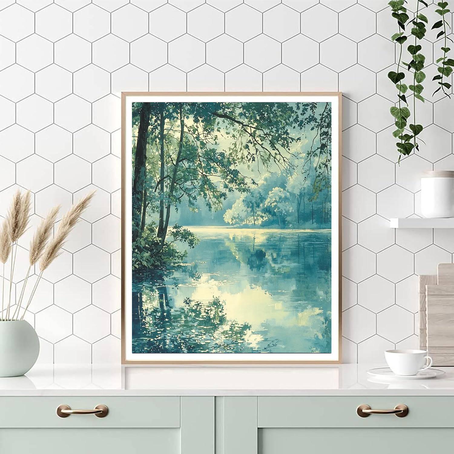 Waterhouse Inspired Waterhouse's Lake Serenity  Number Painting
