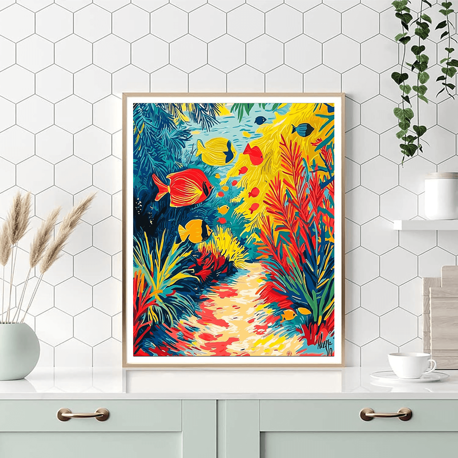 Henri Rousseau Inspired Underwater Dream In Kaleidoscope Colors  Paint By Numbers