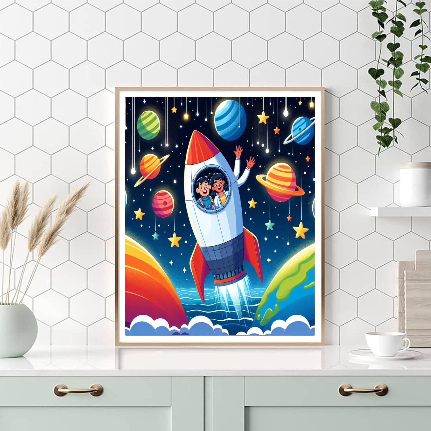 Playful Space Odyssey Paint By Numbers Art