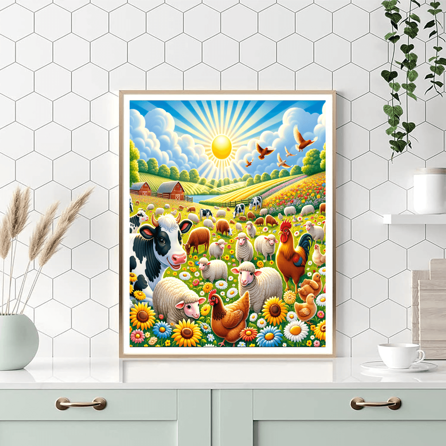 Playful Farm Animals Number Painting