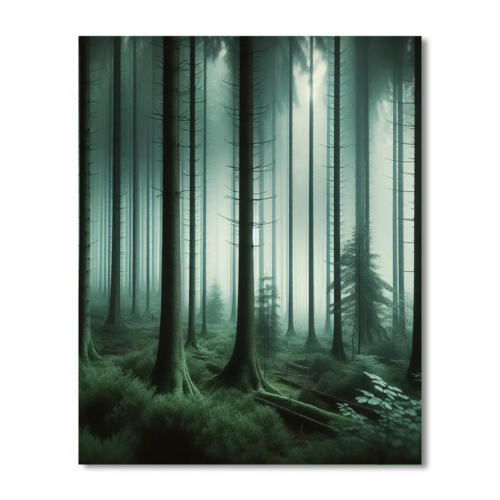Enigmatic Foggy Forest Numbered Painting Kits