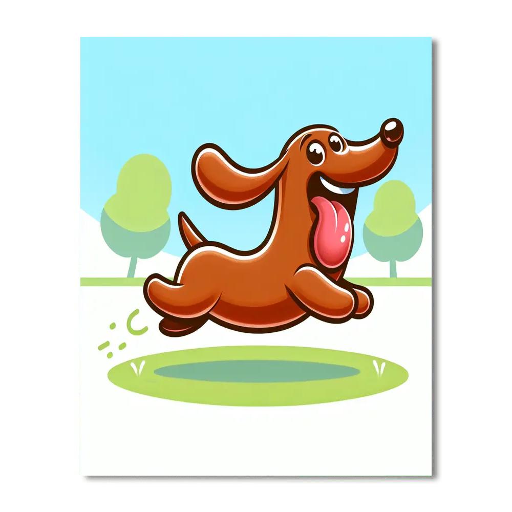 Silly Sausage Dog Number Painting