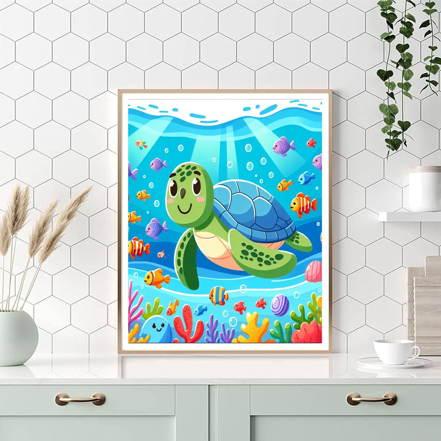 Sea Turtle Safari Paint By Numbers Art