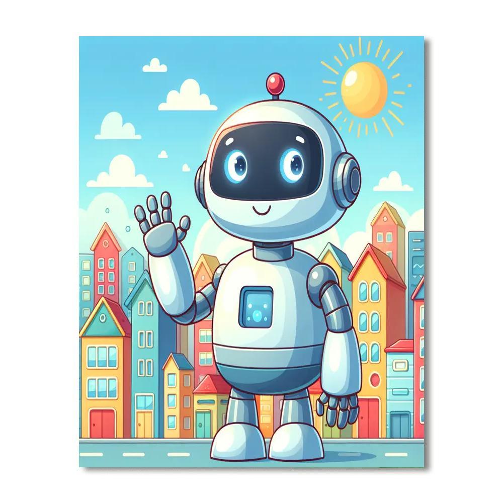 Friendly Robot Town DIY Paint By Numbers