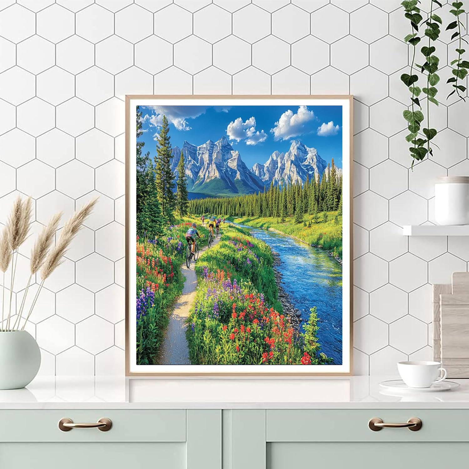 Biking In Banff National Park Numbered Painting Kits