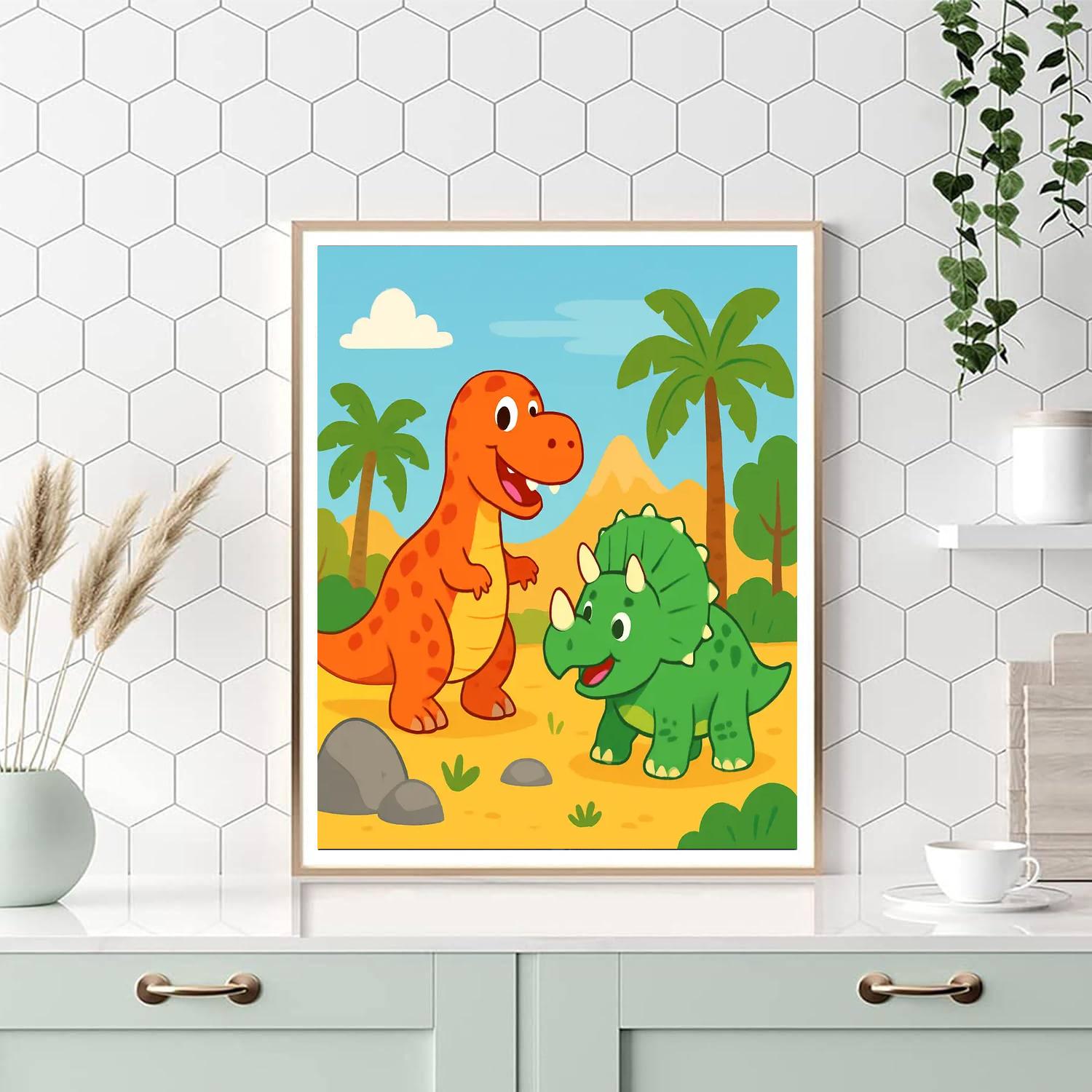 Dashing Dinosaur Friends DIY Paint By Numbers