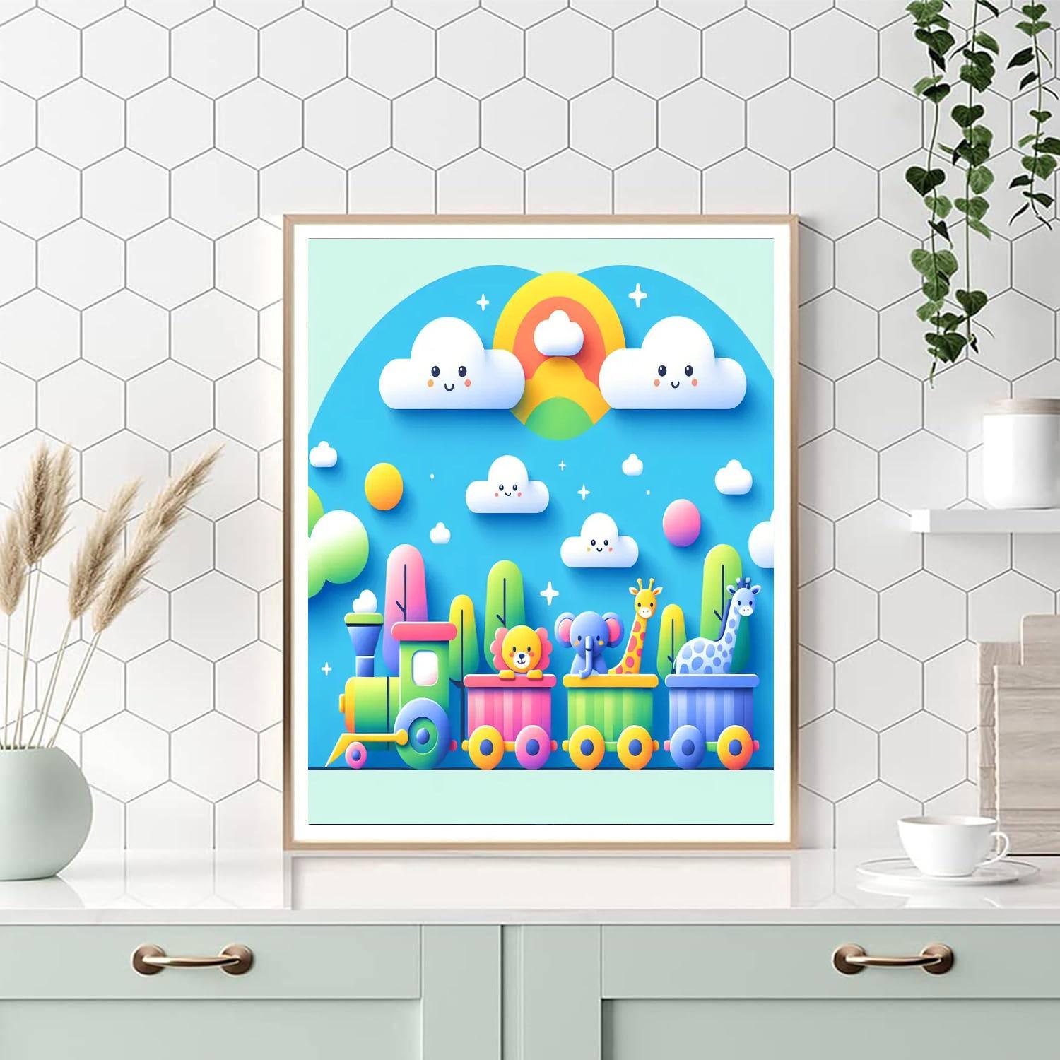 Playful Train Number Painting
