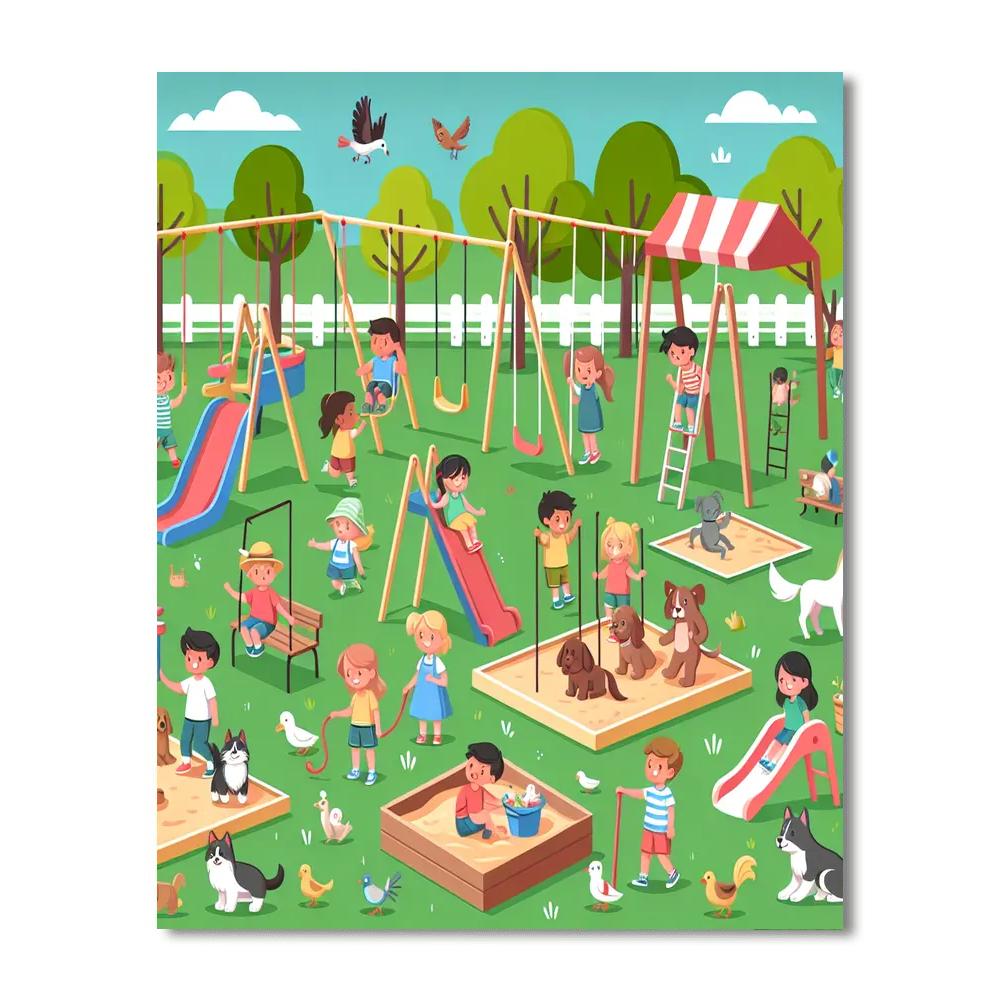 Lively Playground Pals Paint By Numbers Art