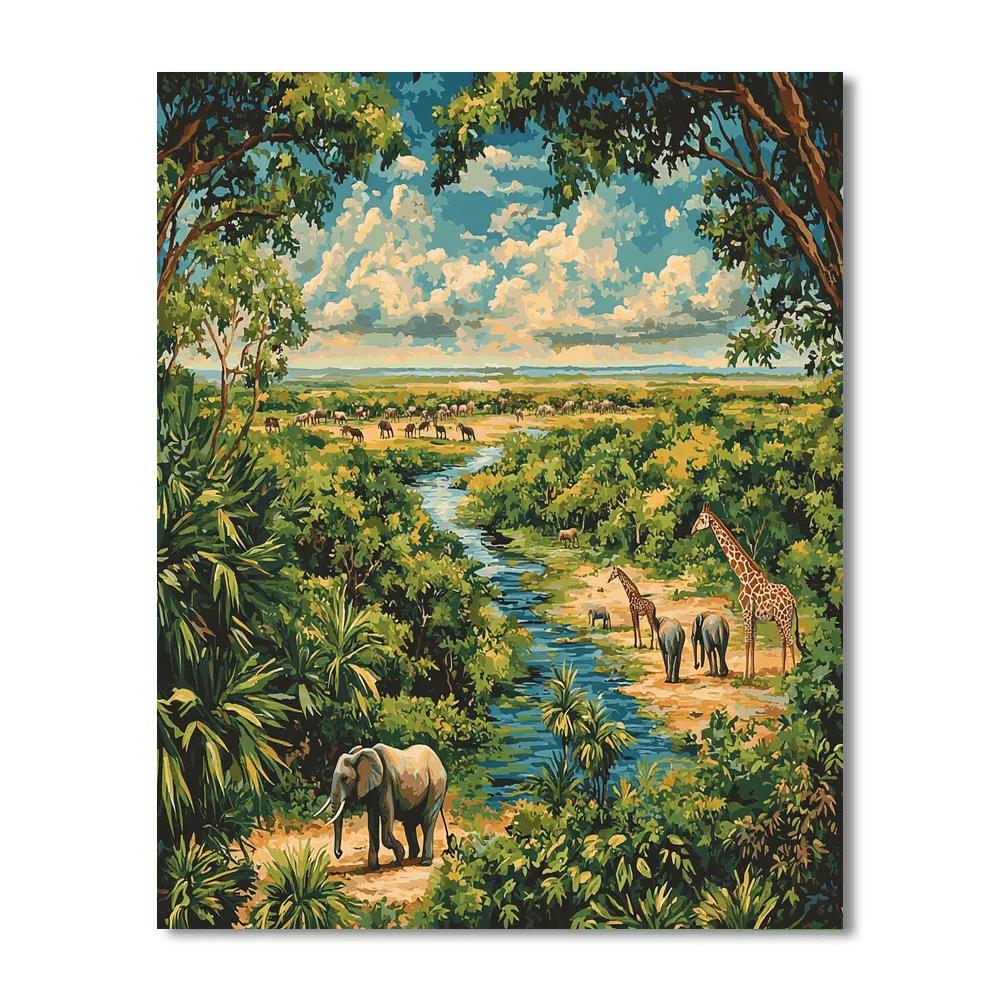 Henri Rousseau Inspired Aerial Wildlife Adventure  Paint By Number