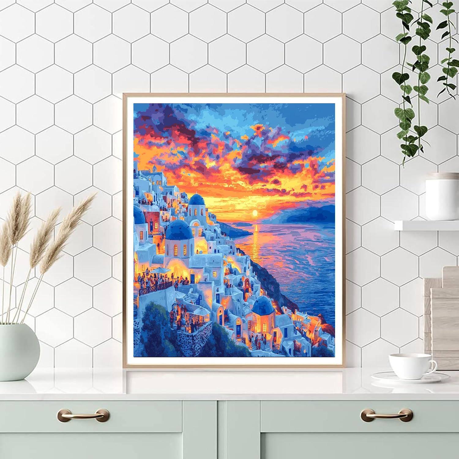 Santorini's Sunset At Oia Painting Number Kit