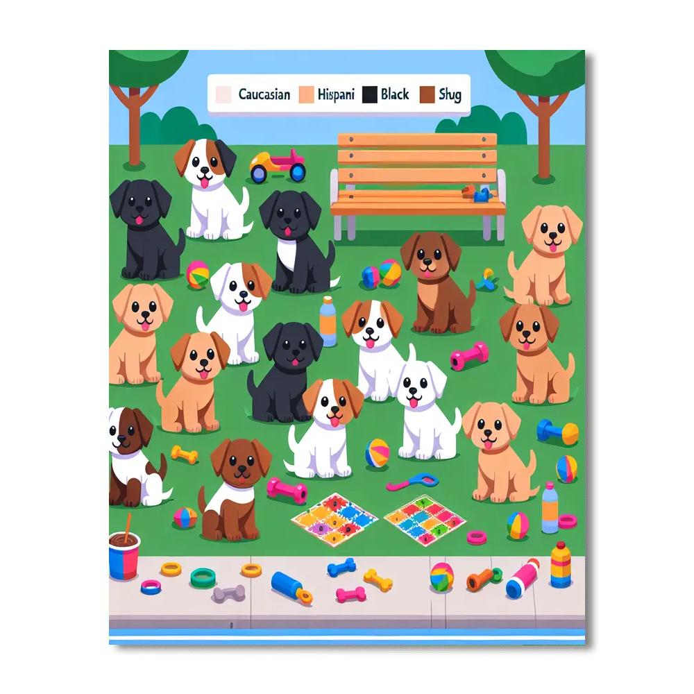 Puppy's Playful Park Day Painting Number Kit