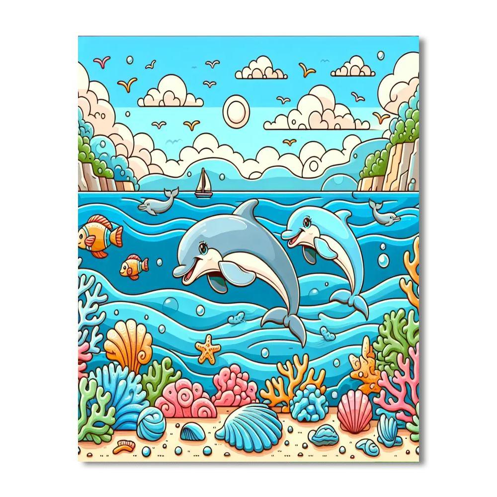 Seaside Dolphin Adventure Numbered Painting Kits