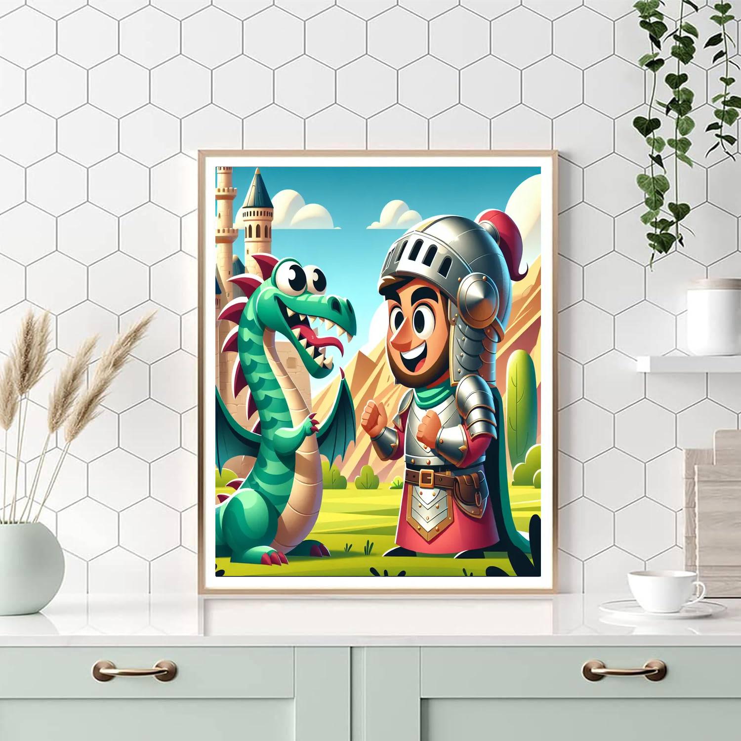 Knight's Dragon Battle Number Painting