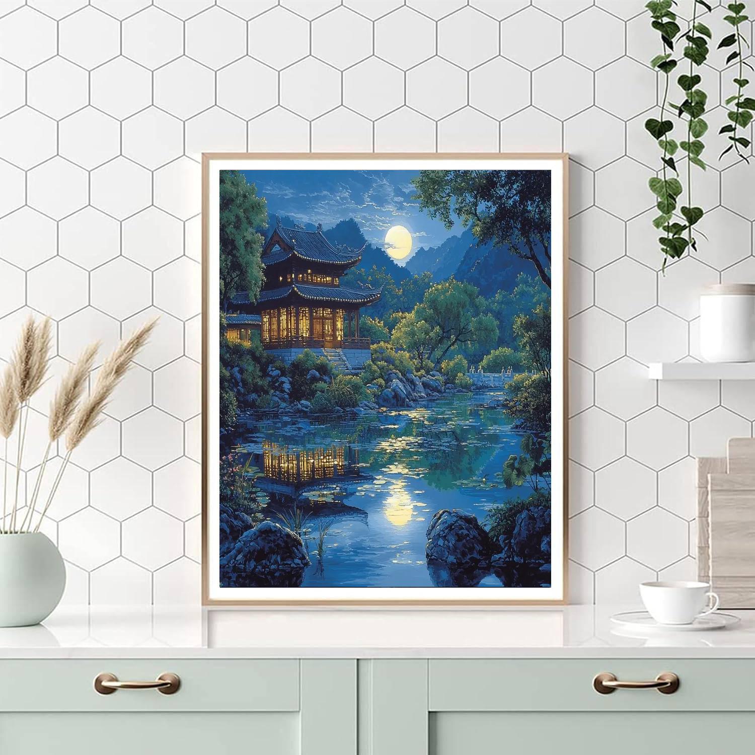 Zhao Mengfu Inspired Serenity In A Moonlit Pond  Paint By Color