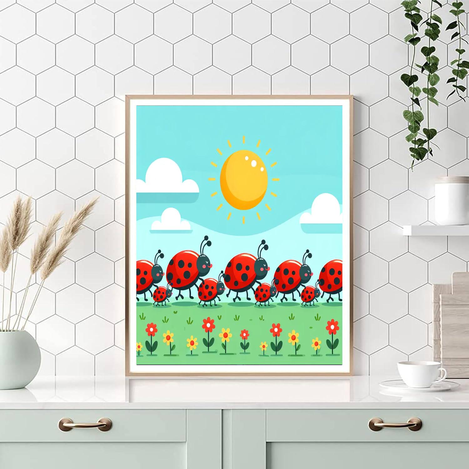 Lively Ladybug Parade Paint By Numbers