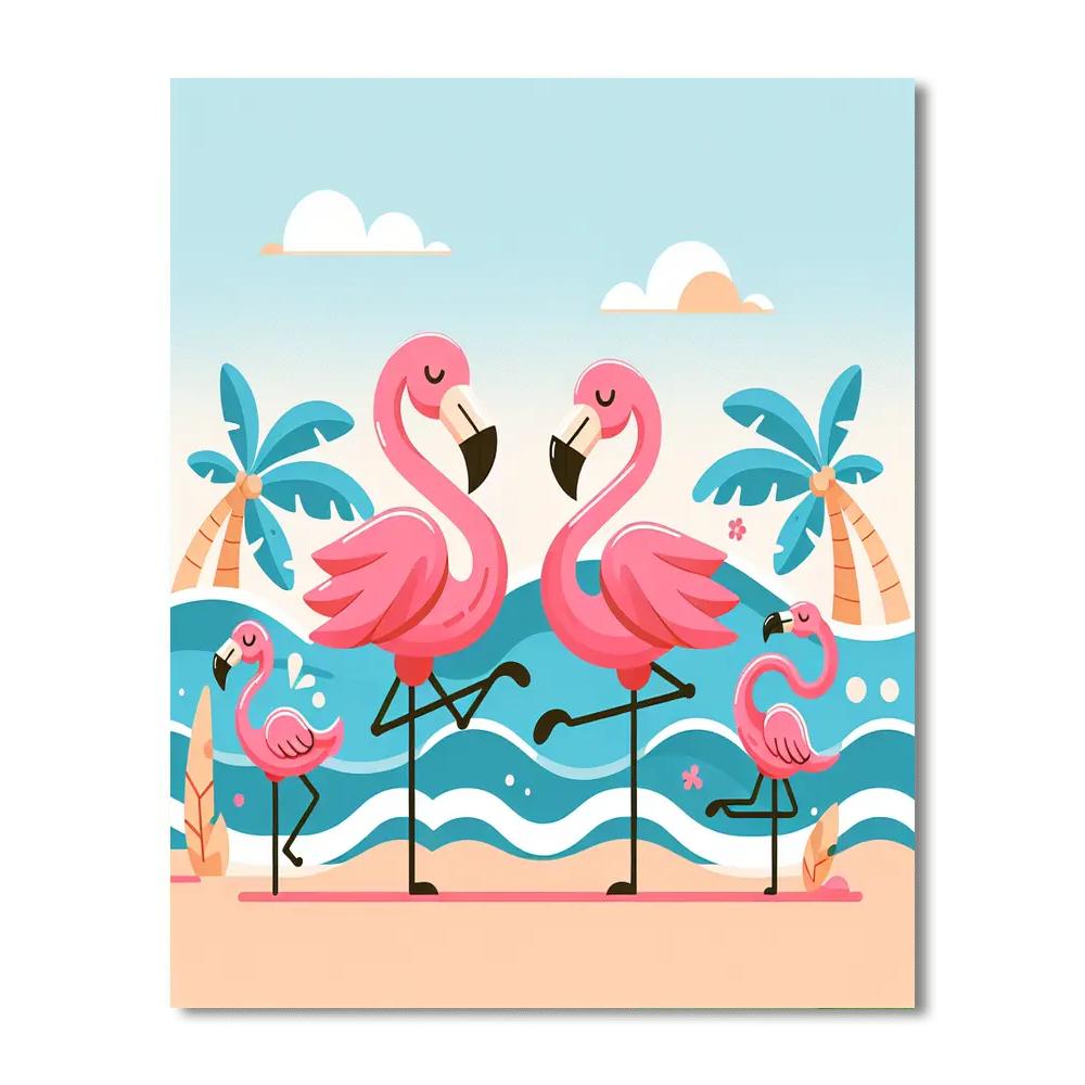 Frolicking Flamingos Fiesta Painting By Numbers Kit