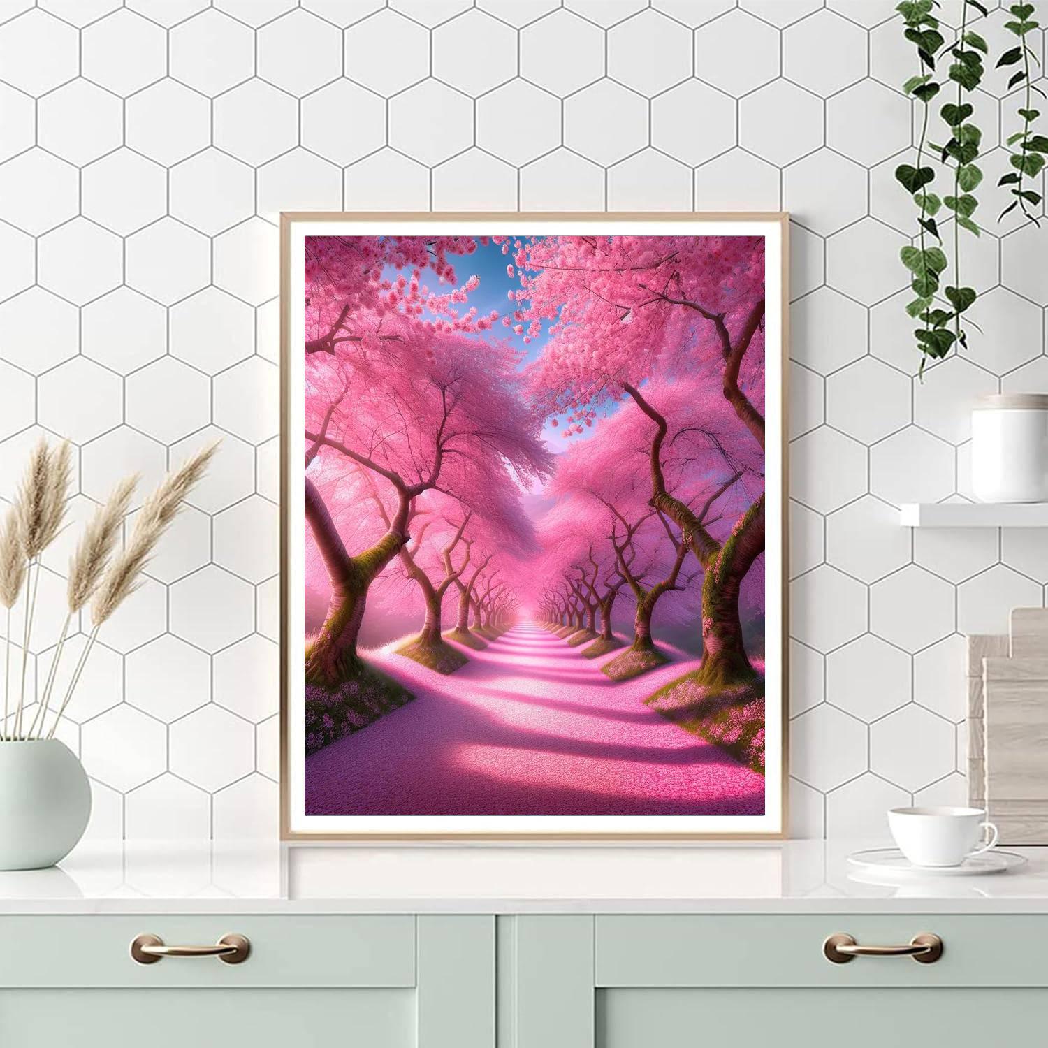 Romantic Cherry Blossom Stroll Paint By Numbers