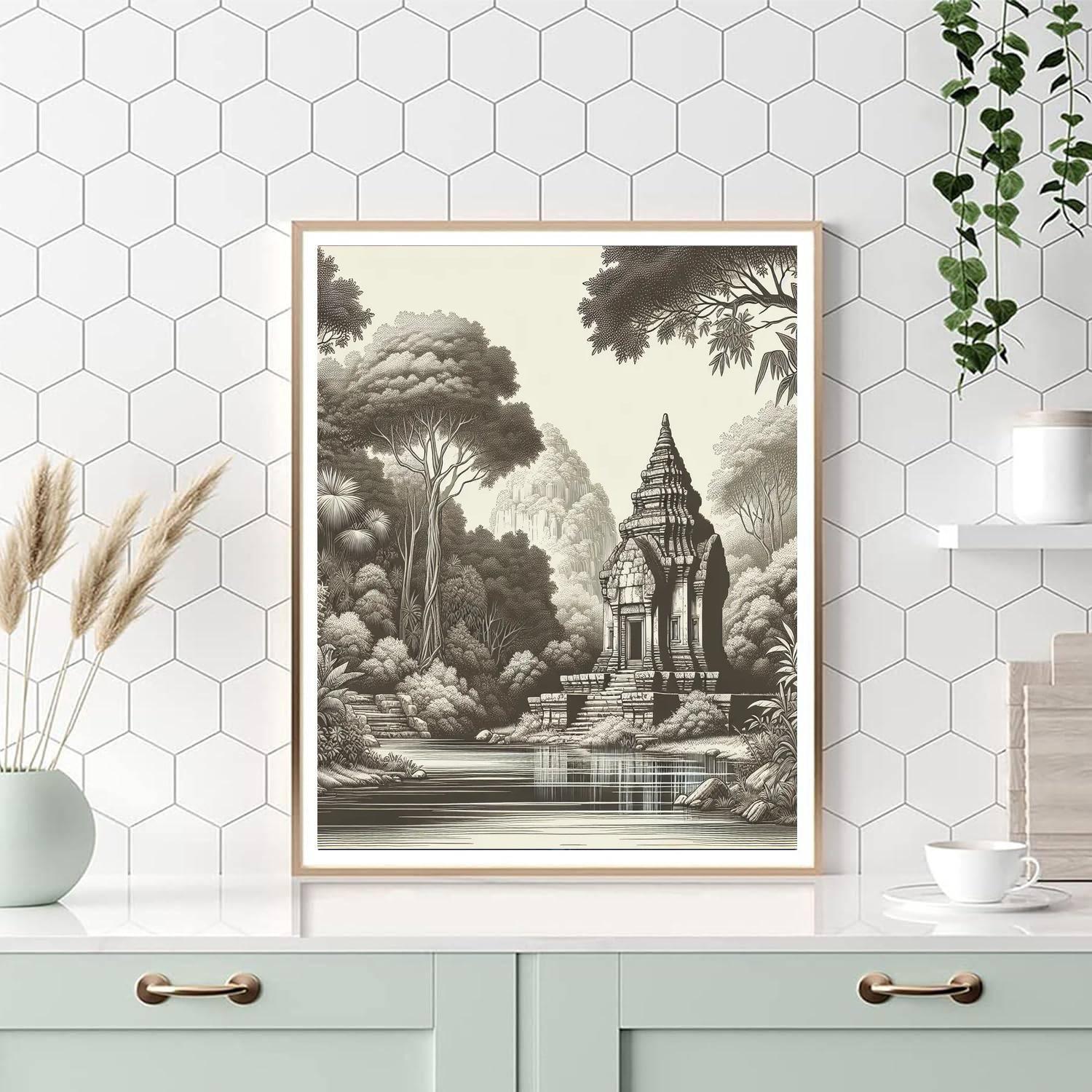 Ancient Temple Retreat Paint By Numbers Art