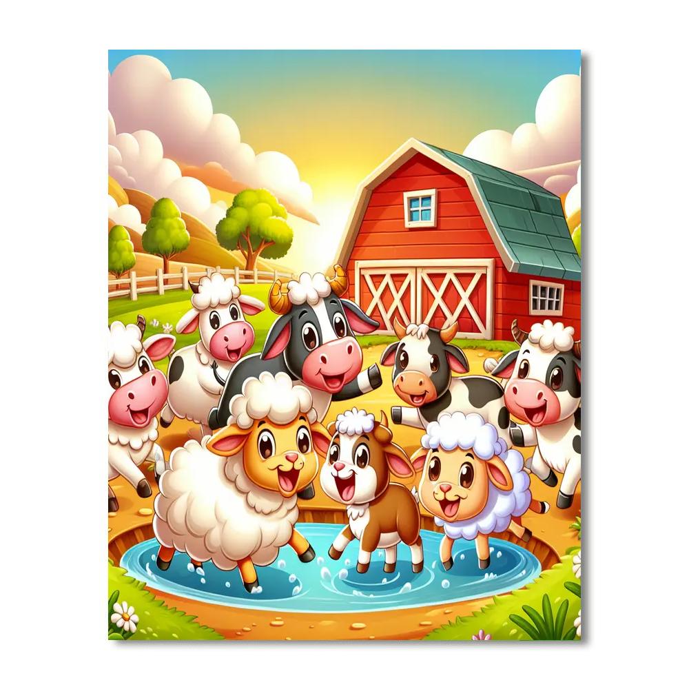 Fluffy Friends At The Farm Paint By Numbers Art