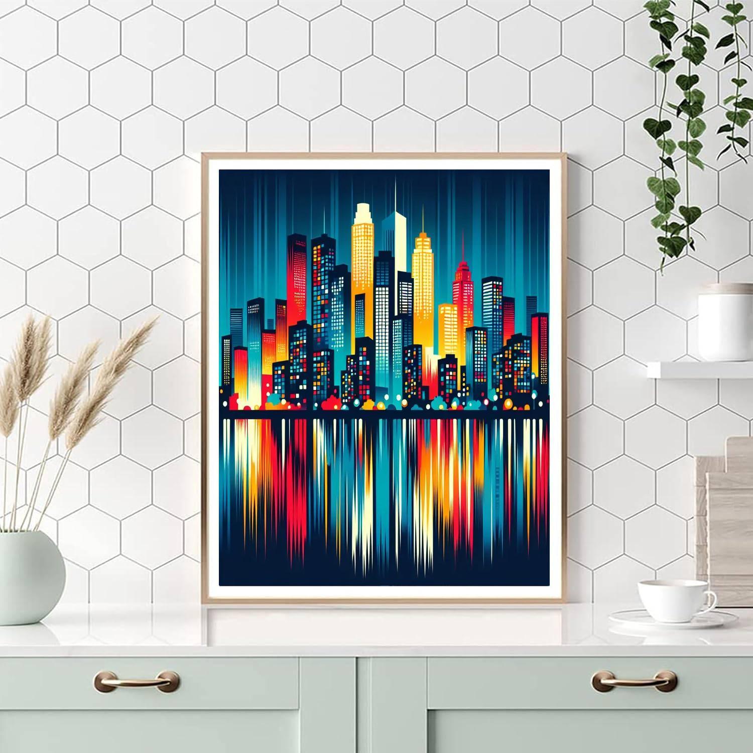 Vibrant Cityscape Nights Numbered Painting Kits