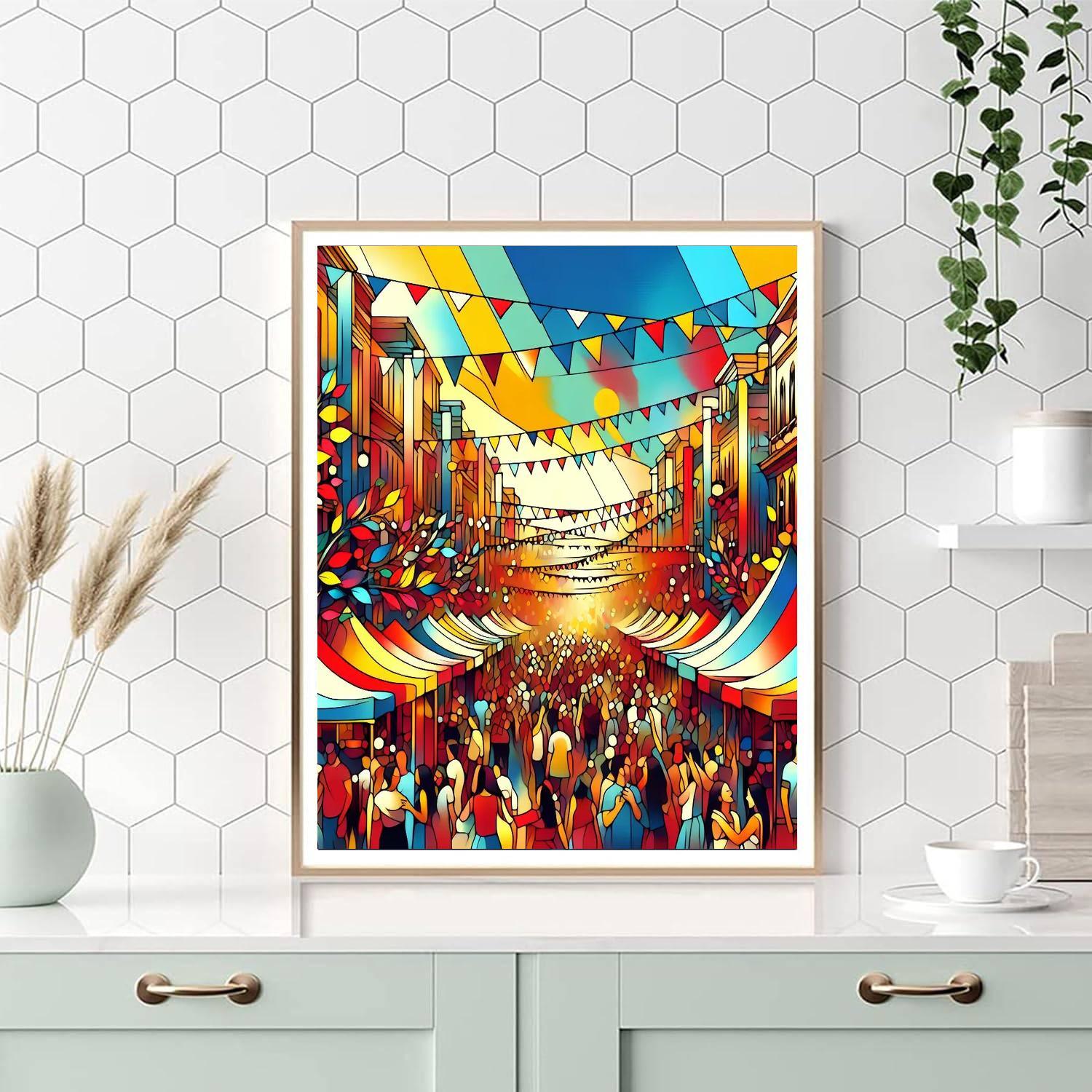 Colorful Street Festival Paint By Number