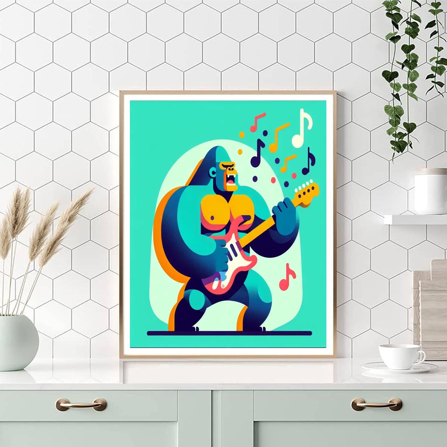 Guitarist Gorilla Number Painting