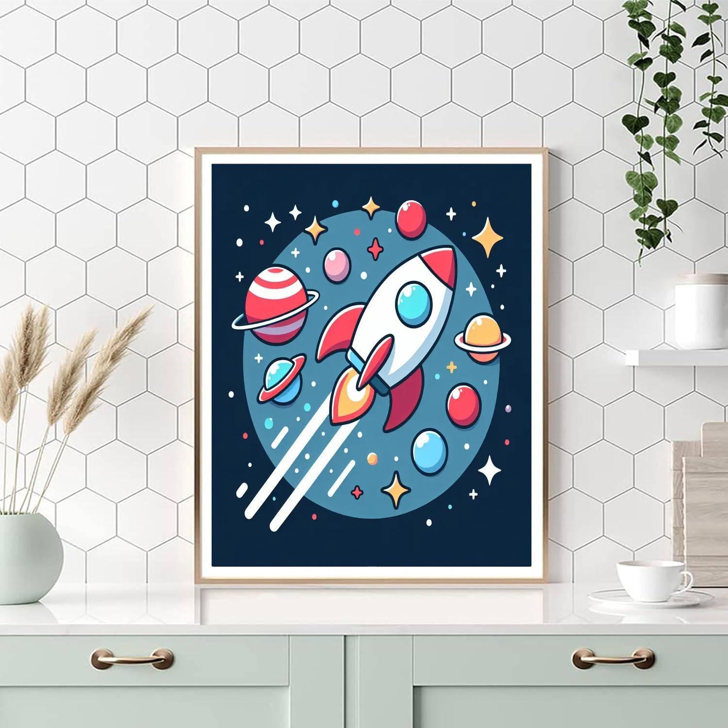 Space Adventure Rocket Paint By Numbers Art