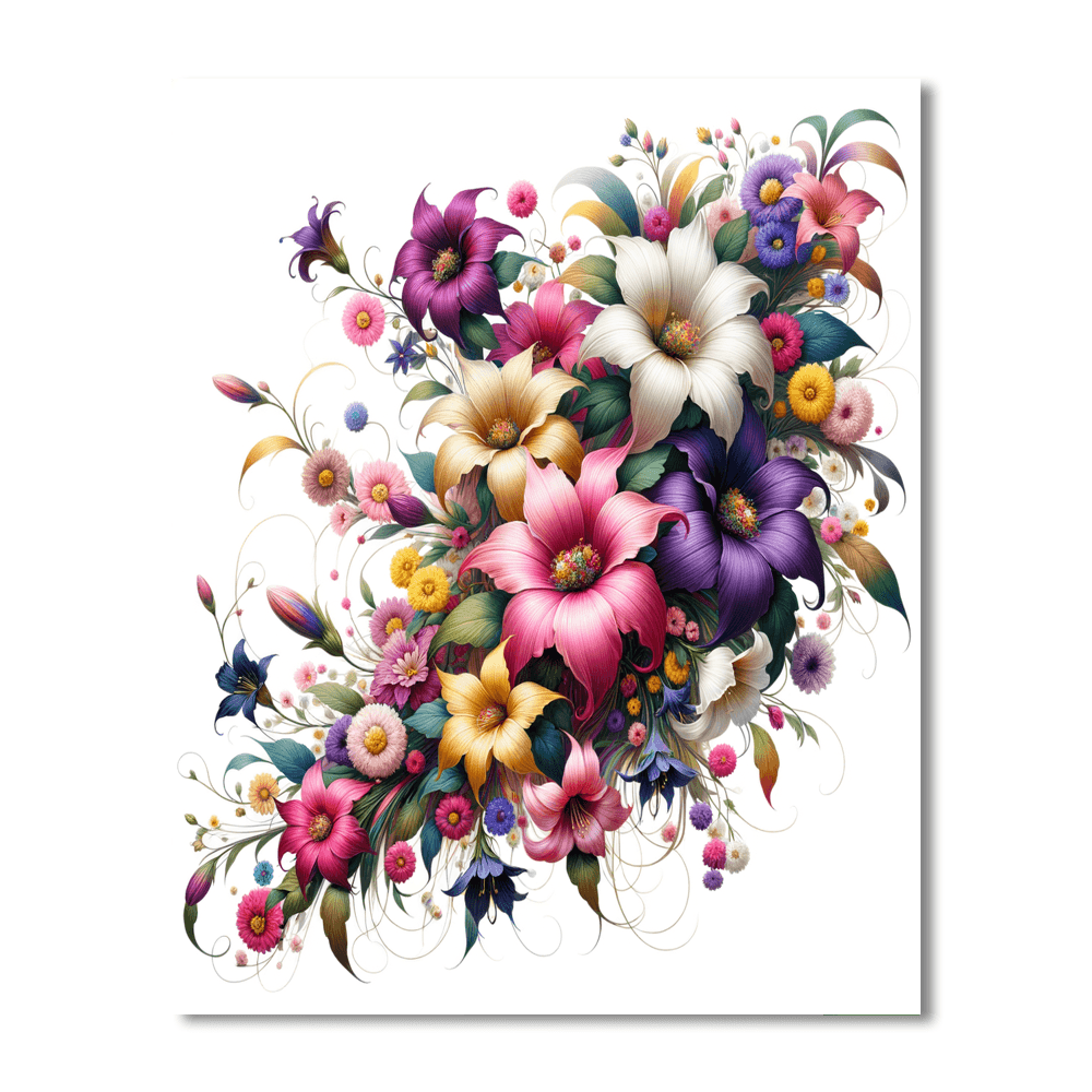 Serene Floral Cascade DIY Paint By Numbers