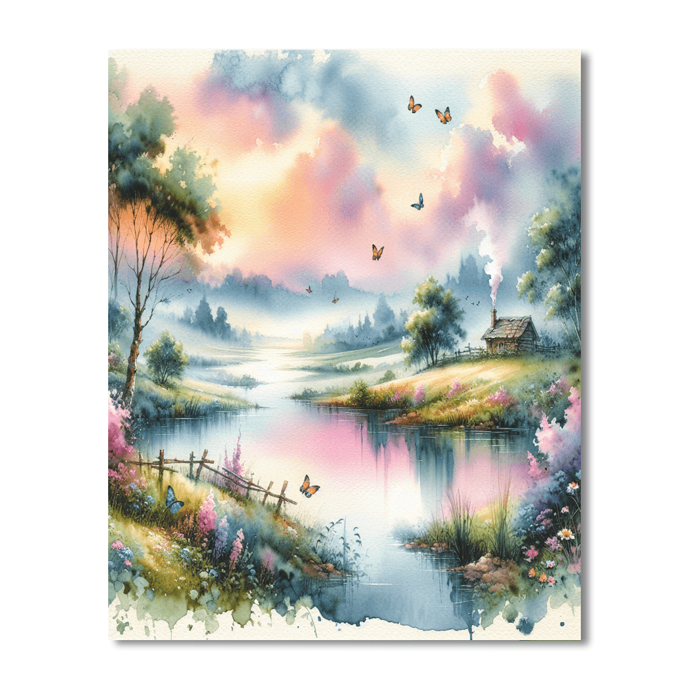 Dreamy Watercolor Scene DIY Paint By Numbers