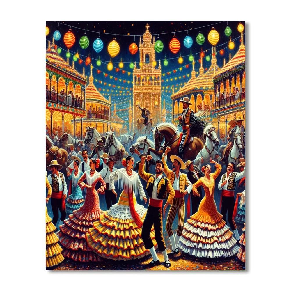 Seville Feria De Abril Painting Number Kit