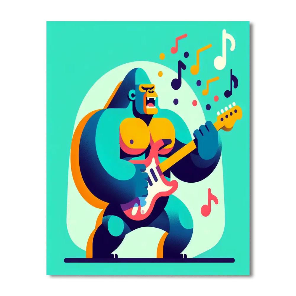 Guitarist Gorilla Number Painting