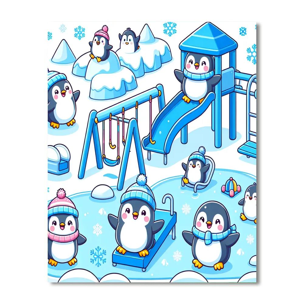 Happy Penguin Playground Paint By Color
