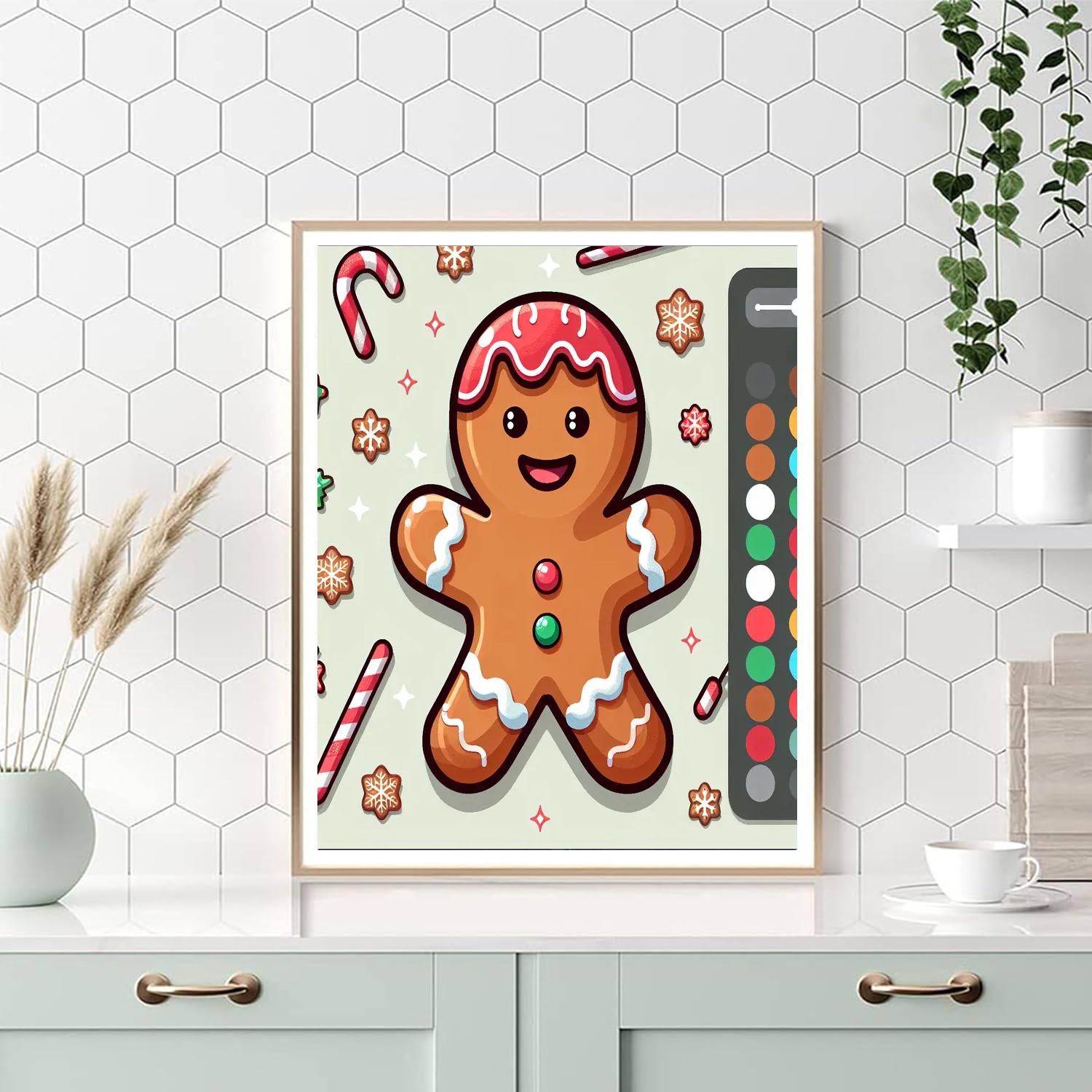 Cheerful Gingerbread Man Numbered Painting Kits
