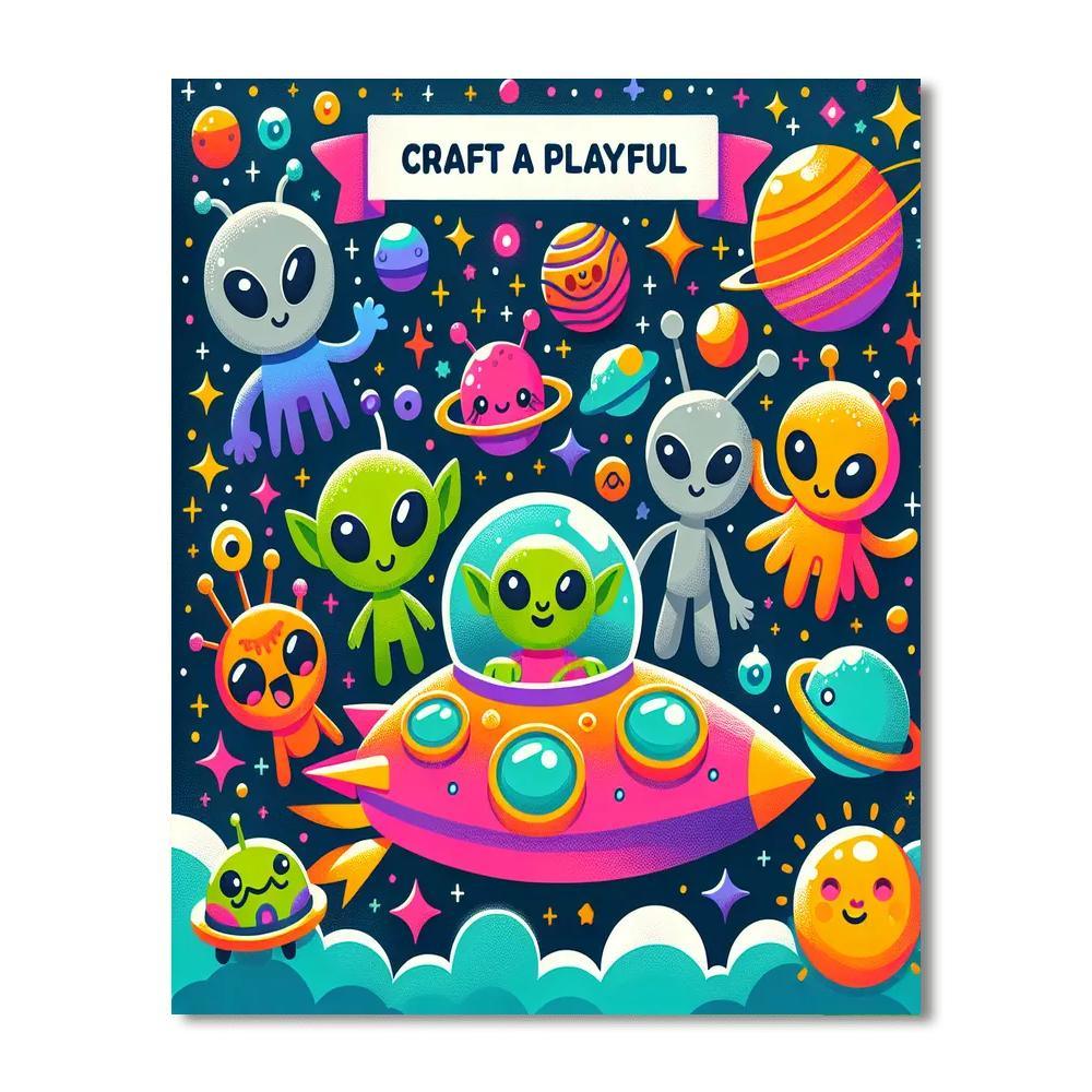 Galactic Alien Adventures Paint By Numbers Art