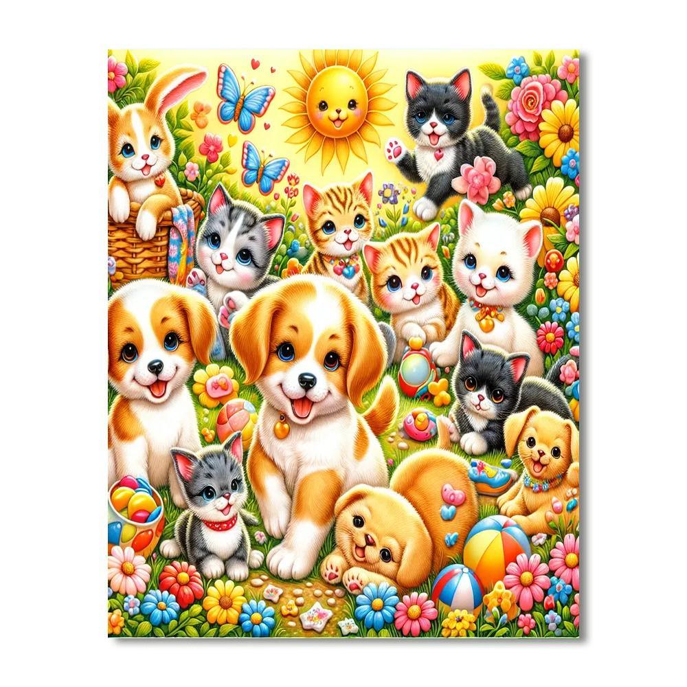 Playful Pet Friends Paint By Color