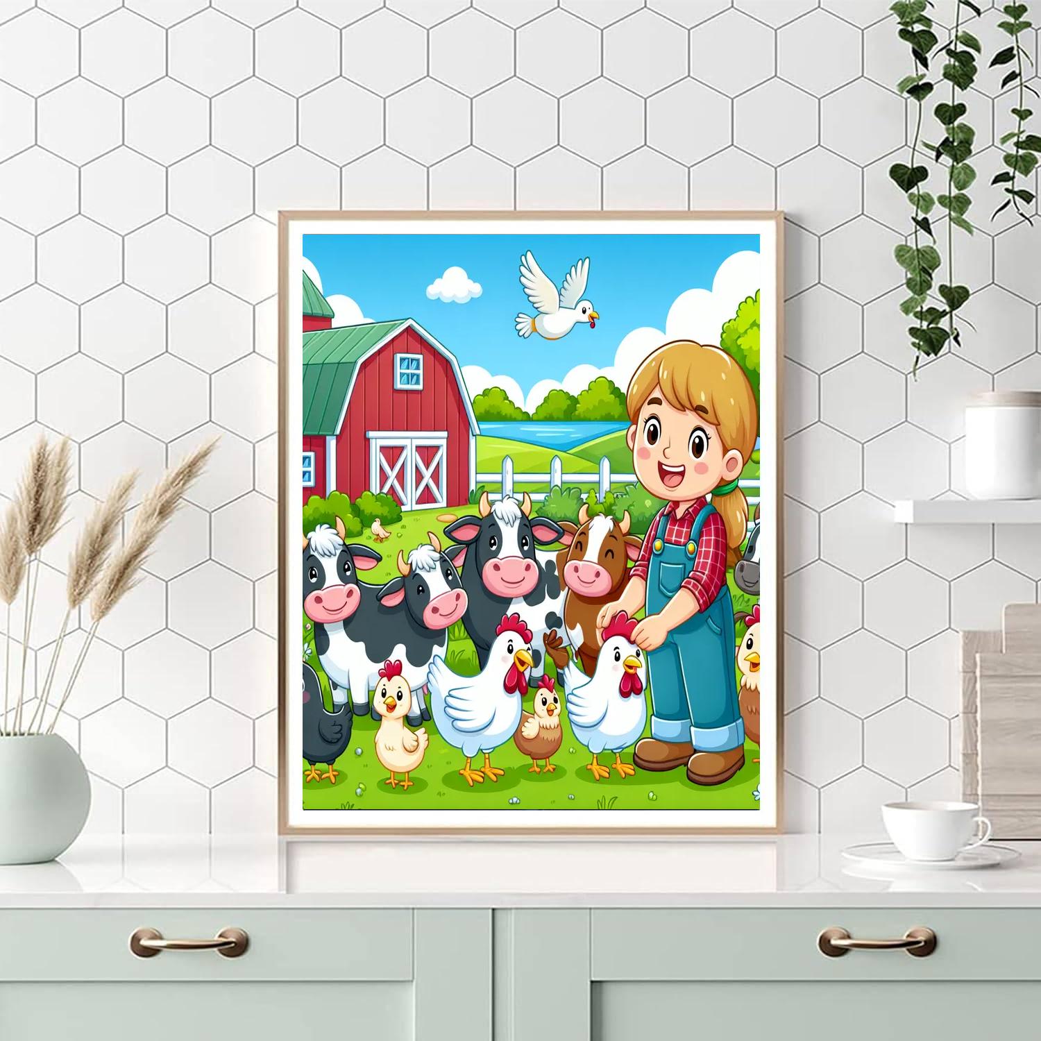 Magical Farmyard Friends Paint By Numbers Art