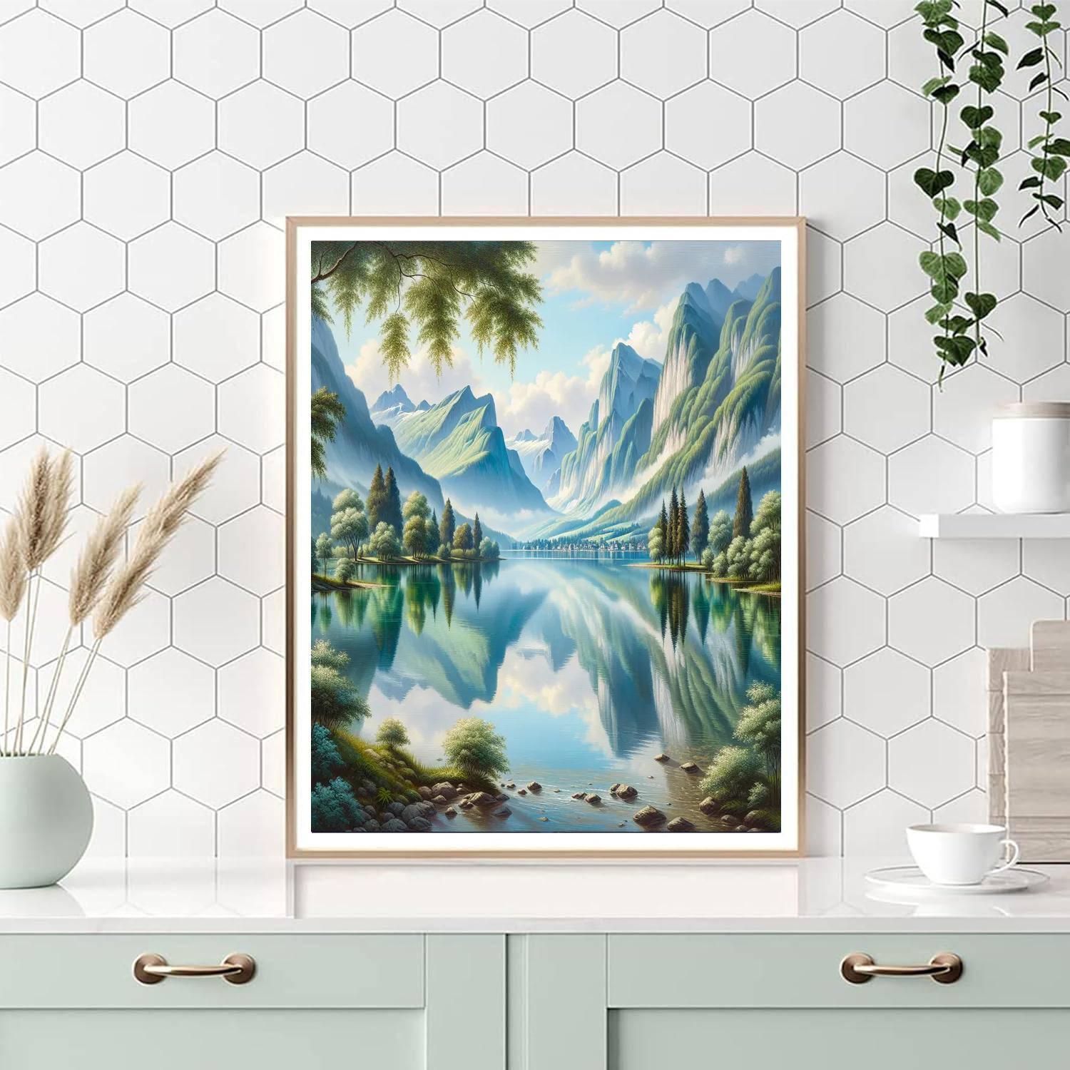 Serene Lakeside Reflections DIY Paint By Numbers