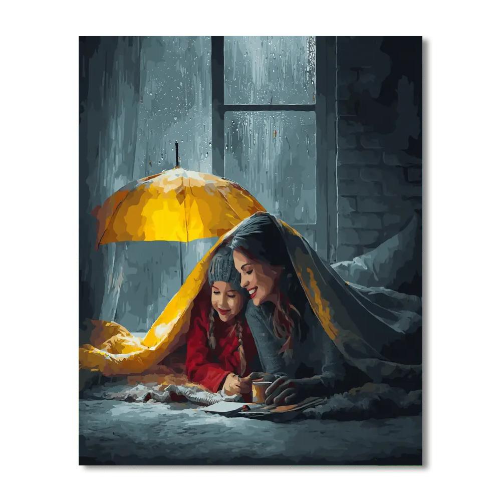 Mommy And Me On A Rainy Day Painting Number Kit