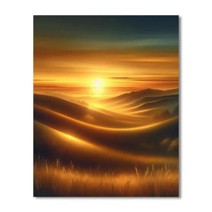 Radiant Sunset Over Hills Numbered Painting Kits