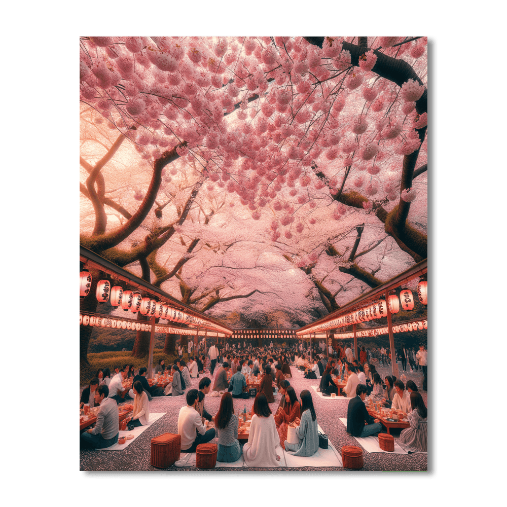Hanami Cherry Blossom Viewing - Tokyo, Japan DIY Paint By Numbers
