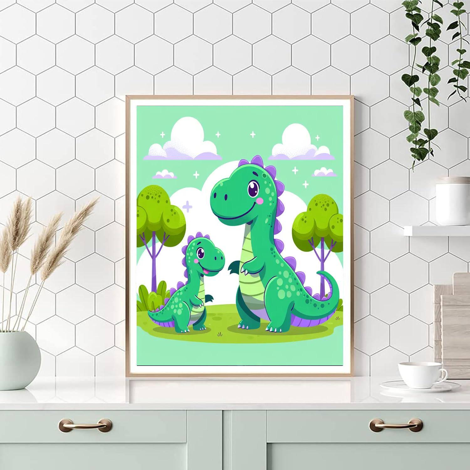 Happy Dinosaur Family Painting By Numbers Kit
