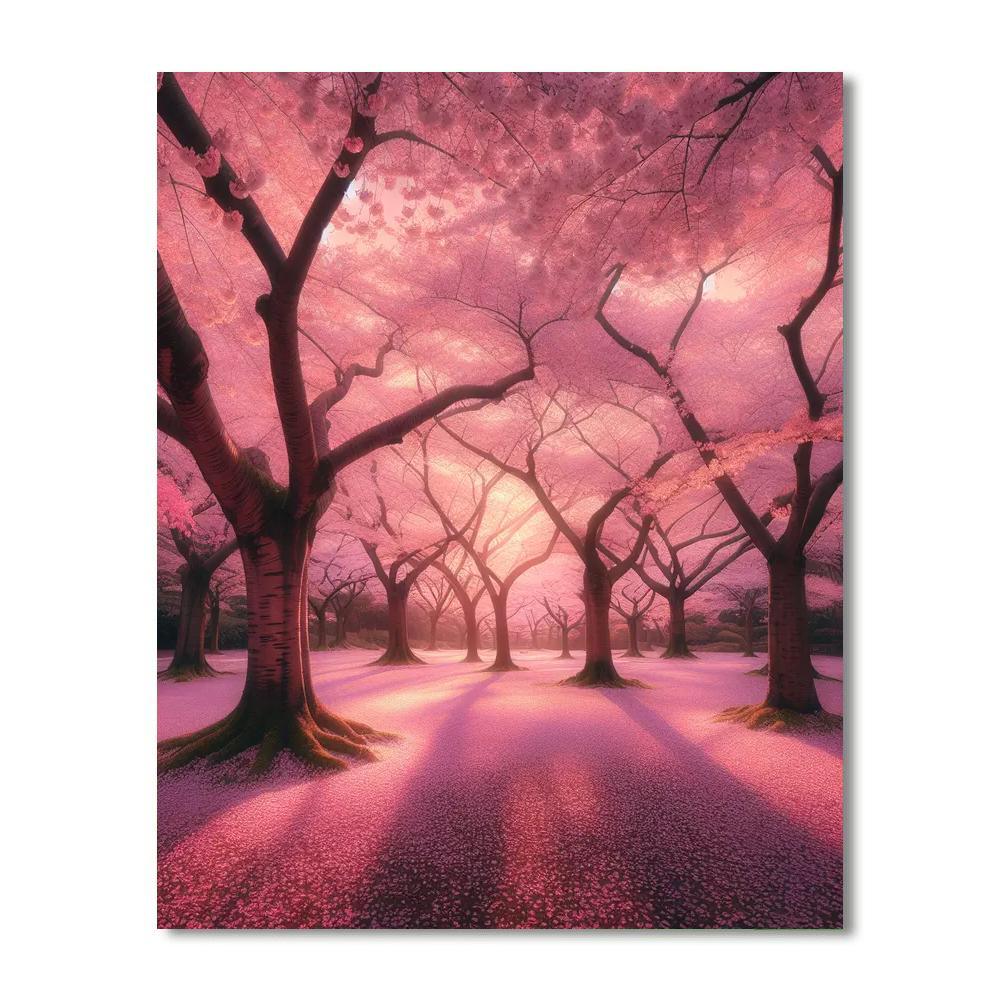 Delicate Cherry Blossom Grove Numbered Painting Kits