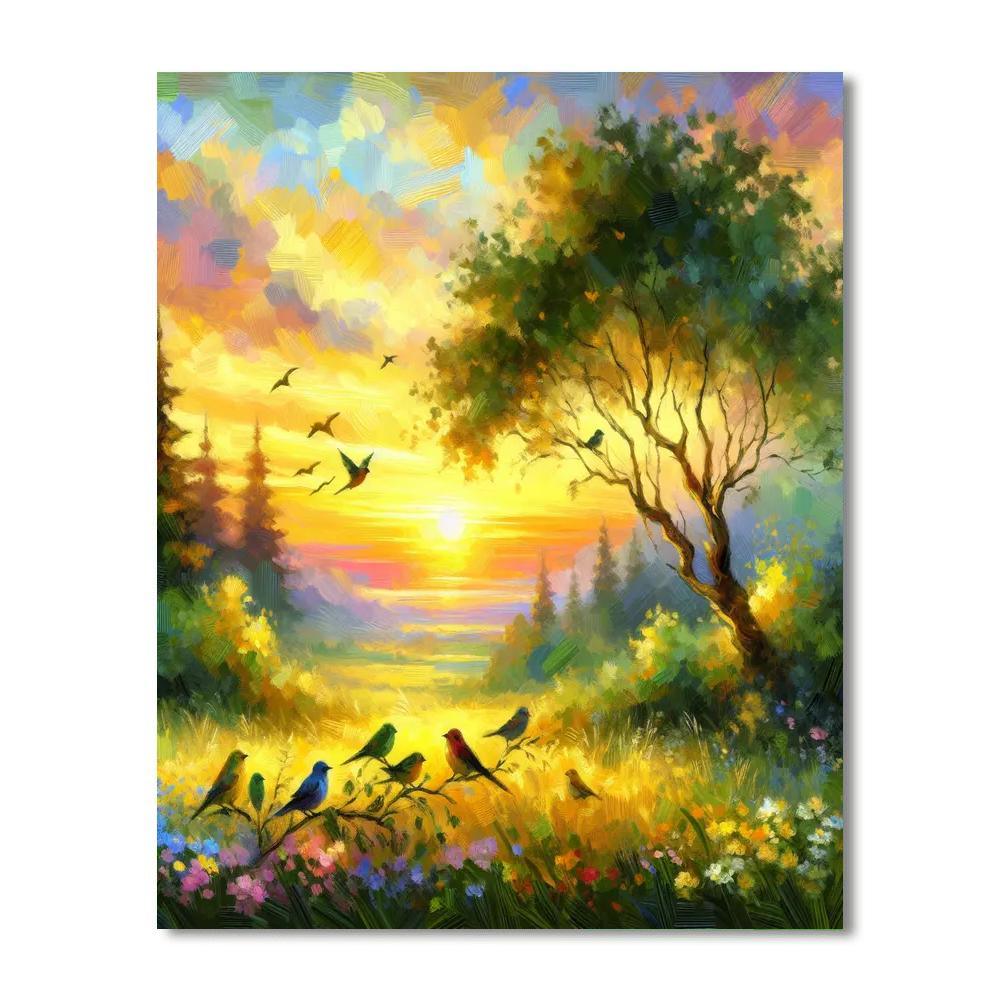 Bird's Morning Melody DIY Paint By Numbers