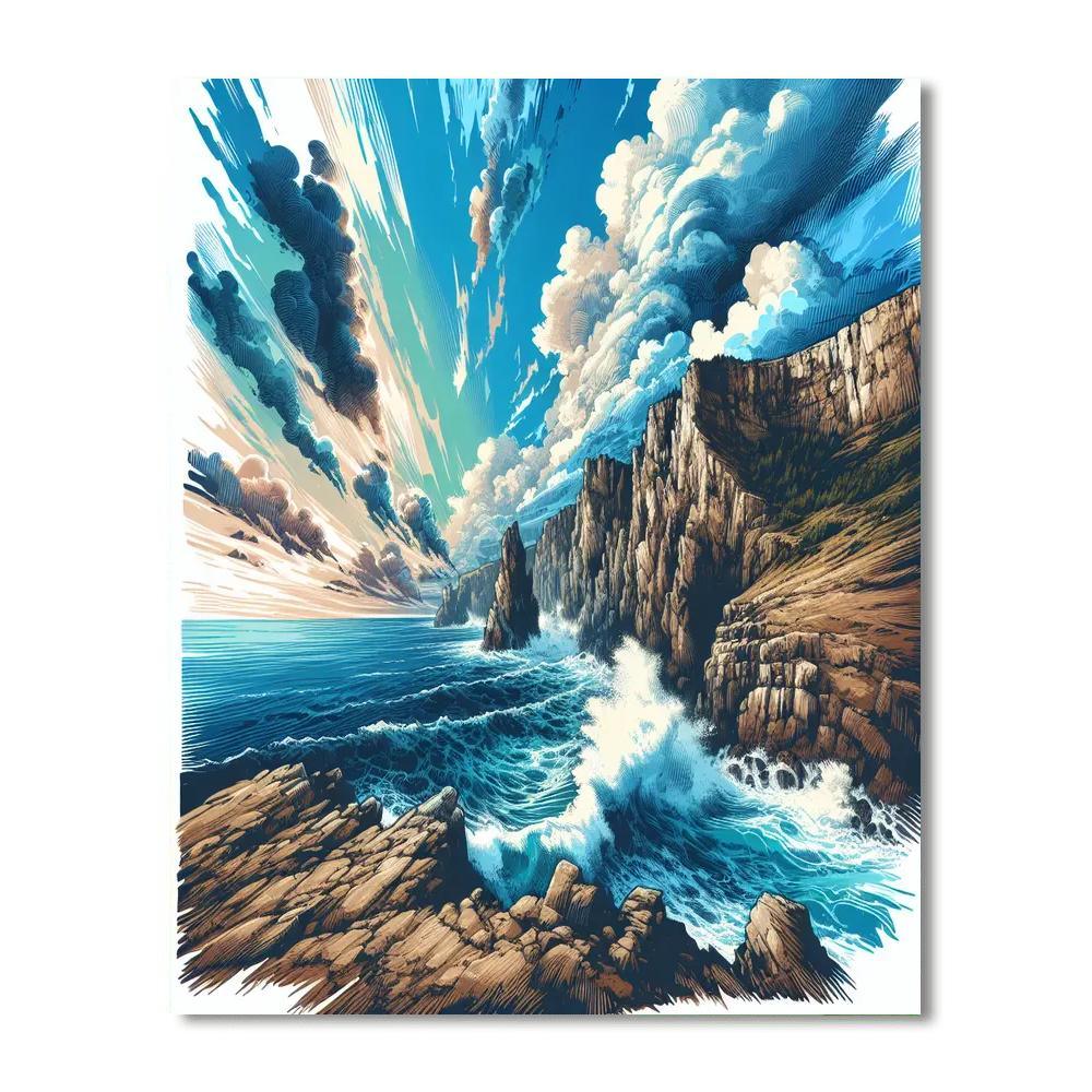 Coastal Cliffside Escape Numbered Painting Kits