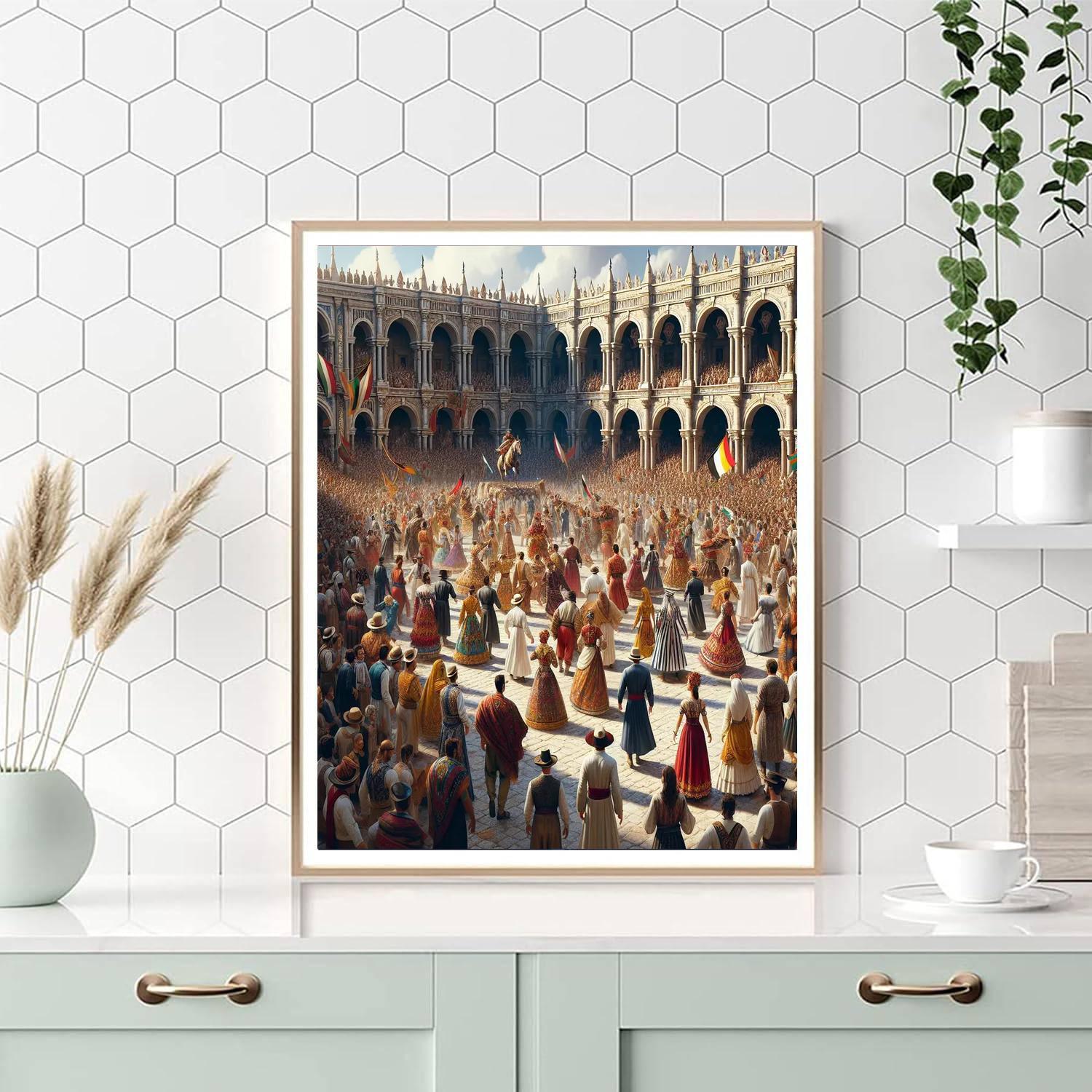 Renaissance Piazza Festivity Paint By Color
