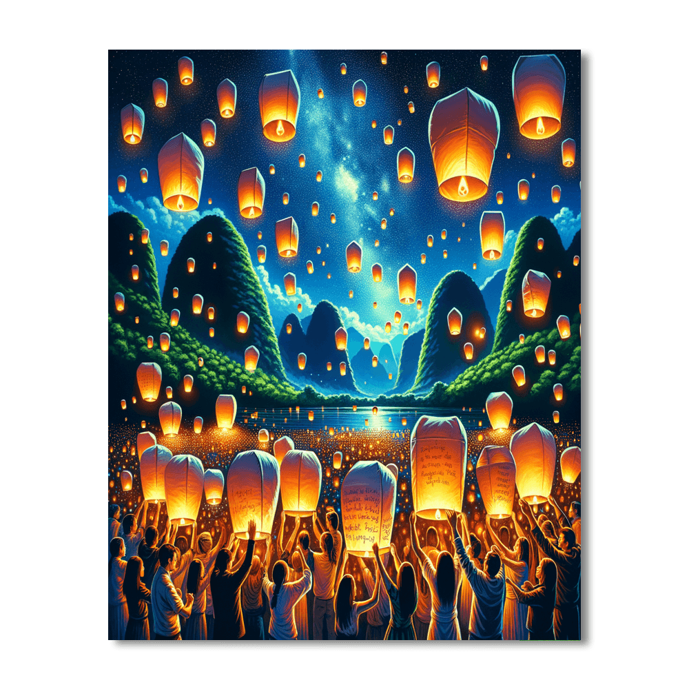Pingxi Sky Lantern Festival Painting By Numbers Kit