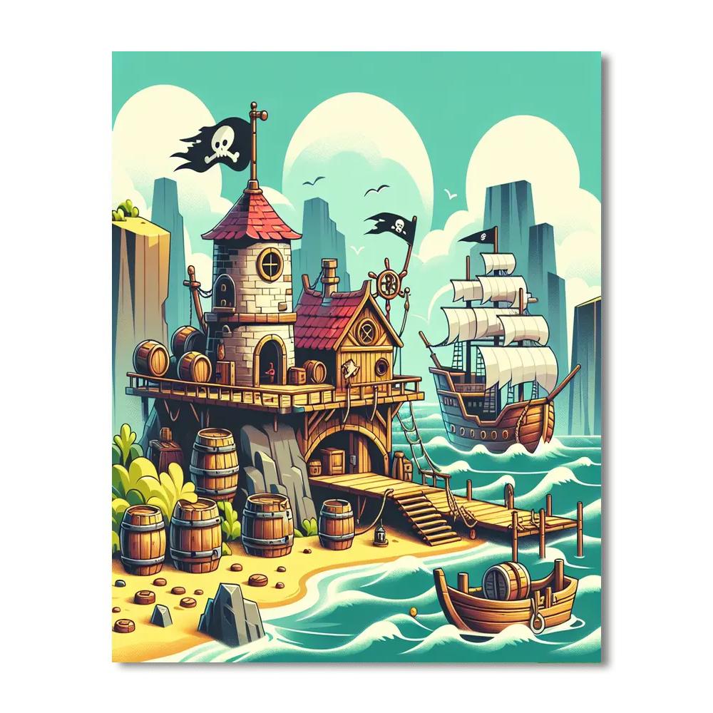 Seaside Pirate's Hideout DIY Paint By Numbers
