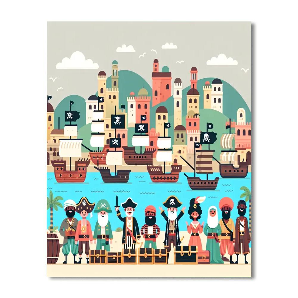 Pirate Port Paint By Numbers Art